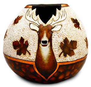 Gourd pot with deer crafted by Krystal Garrido