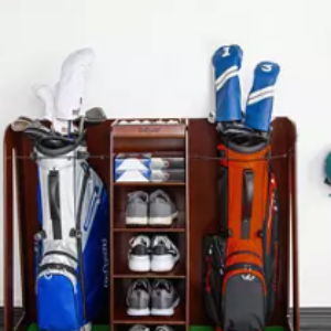 Wooden Golf Bag Organizer & Storage Rack