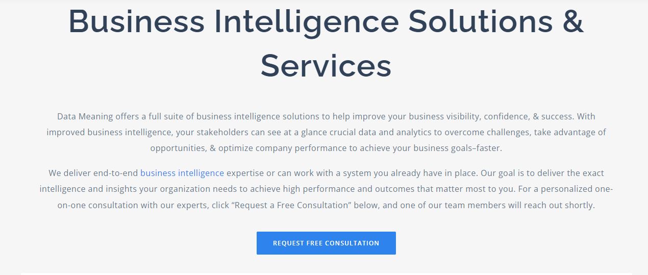 Data Meaning product / service
