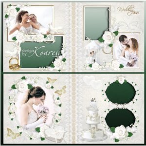 Свадебная фотокнига в Фотошоп - море роз в свадебном букете