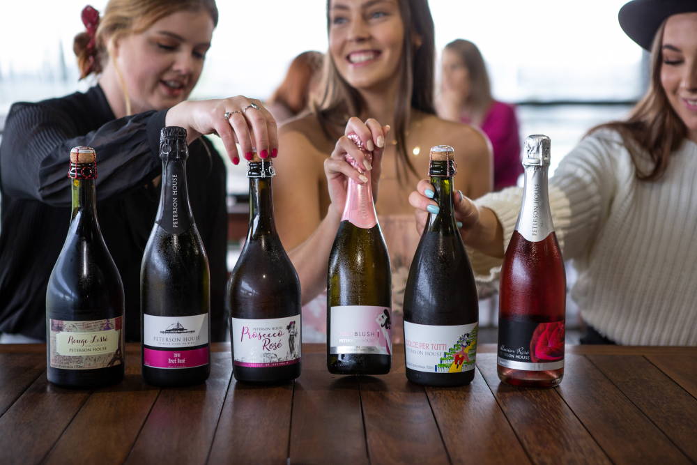 Champagne bottles with Champagne glasses in Hunter Valley Winery