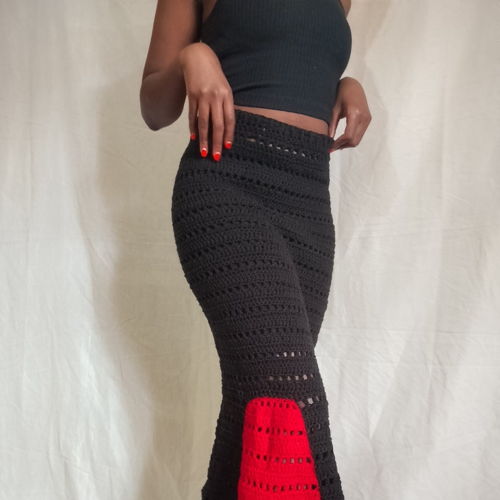 Regal Mesh Crochet Midi Length Skirt, Spring Crochet Skirt,