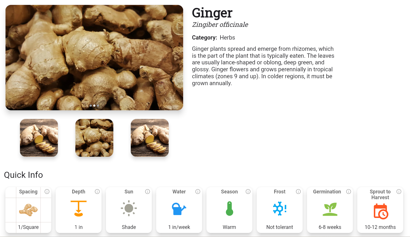 The Planter app has information on how to grow ginger