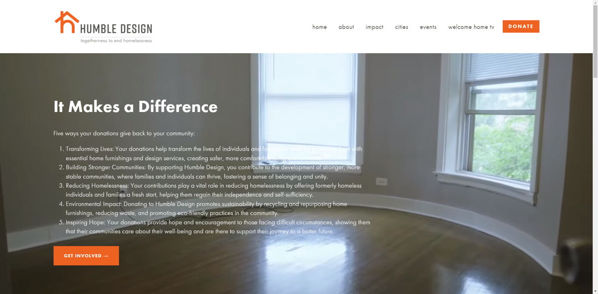 Screenshot of Humble Design, from the nonprofit & charity websites collection.