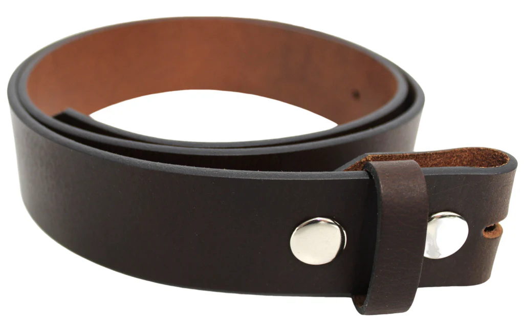 Leather Belt Strap with Press Studs for Pin Buckle. Width: 38mm. Black or Brown. - Image 5