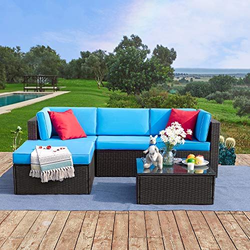Lshaped outdoor sectional vs Tuoze 5 Piece Patio Furniture Set Slant
