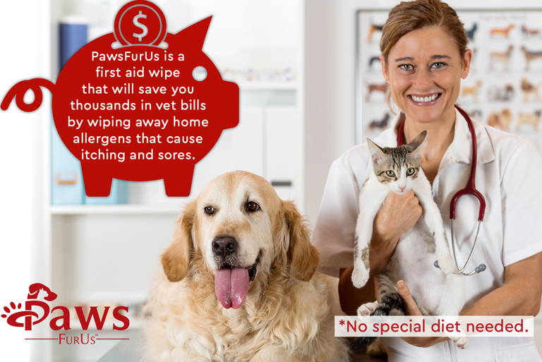 PawsFurus will save you lots of money from the vet. It helps dogs with skin issues and itching. No special diet needed.
