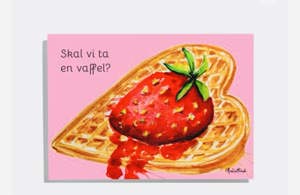 Jordbær kunsttrykk, postkort og sticker
