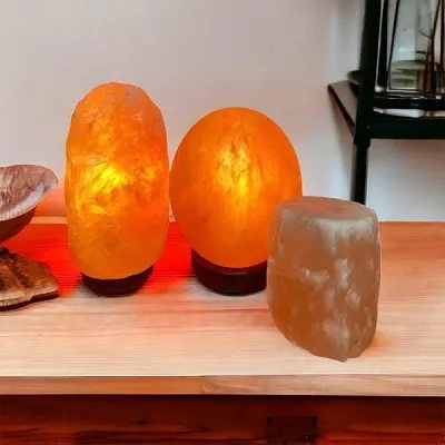 Salt Lamp - Sunset Orb, 3-4kg Lamps & Rustic Tea Light Candle Holder