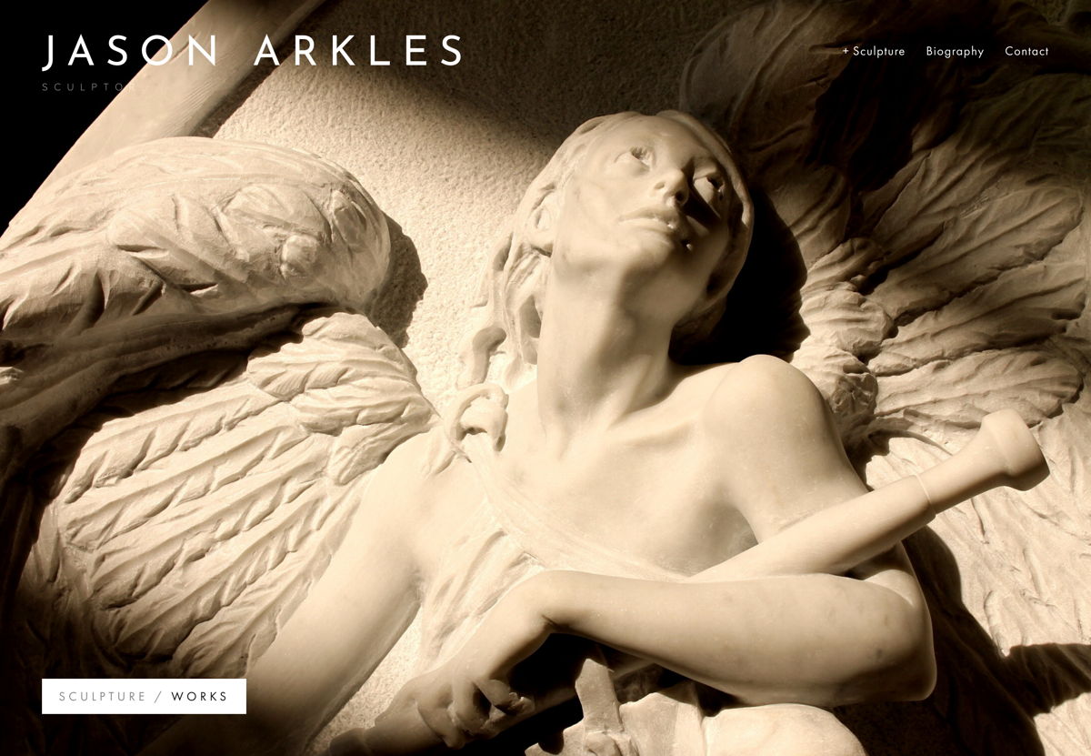 Screenshot of Jason Arkles, from the squarespace artist websites collection.