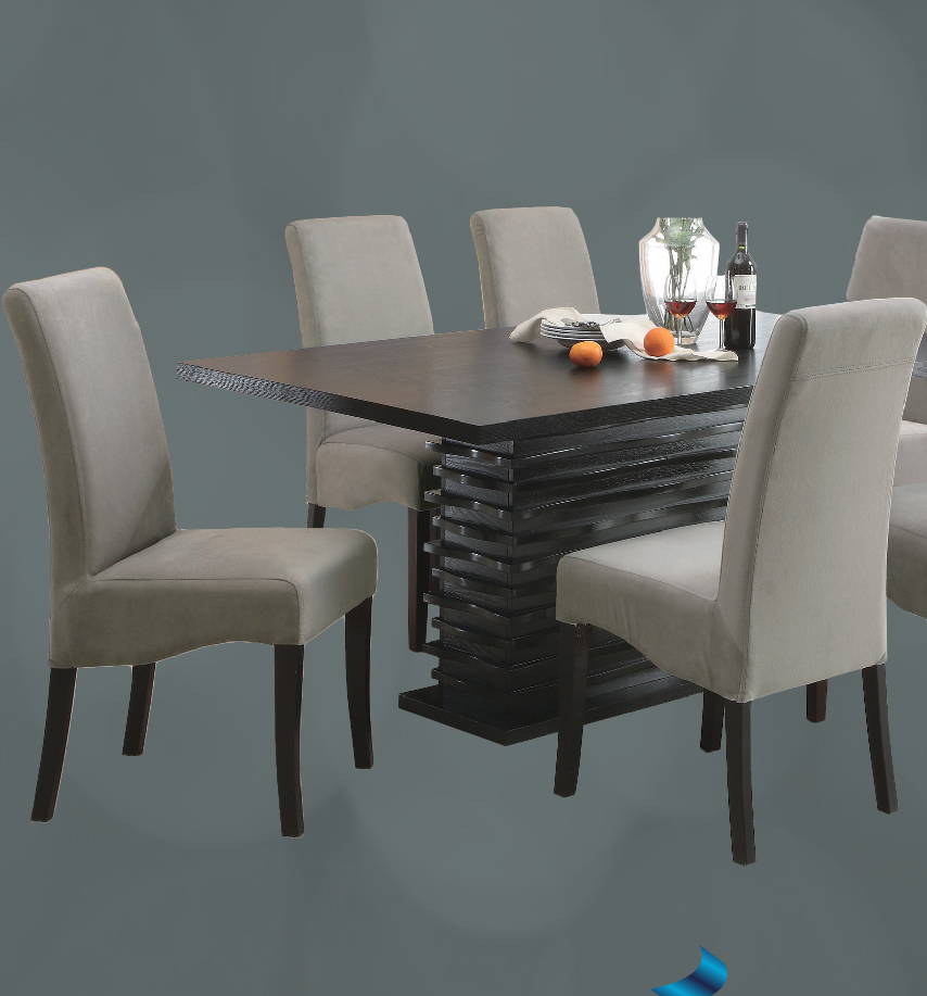 Stanton Classic modern style with velvet chairs in gray color and brown
