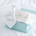 custom baby blanket with name embroided on front, perfect as a baby present
