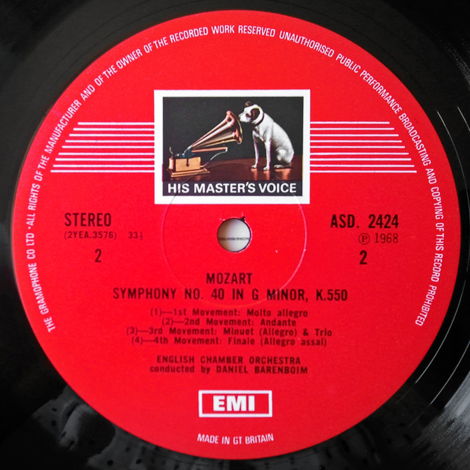 EMI HMV ASD 2424 | BARENBOIM / - MOZART Symphony Nos. 3...