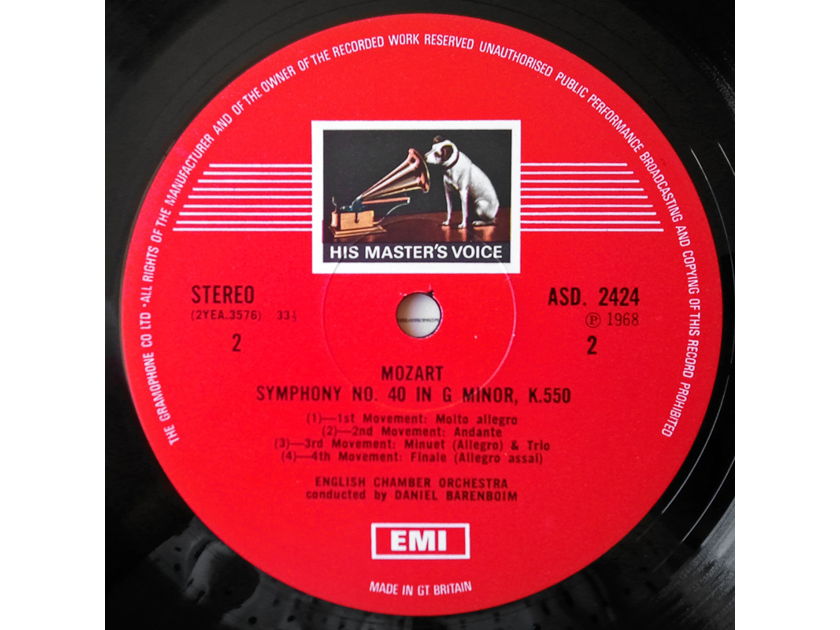 EMI HMV ASD 2424 | BARENBOIM / - MOZART Symphony Nos. 39 & 40 | UK Pressing - NM