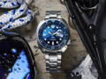 Seiko Prospex blue dial with marine elements