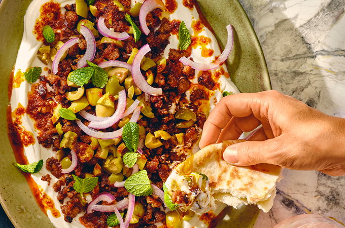 Lamb and Yogurt Dip with Spicy Tomato Butter