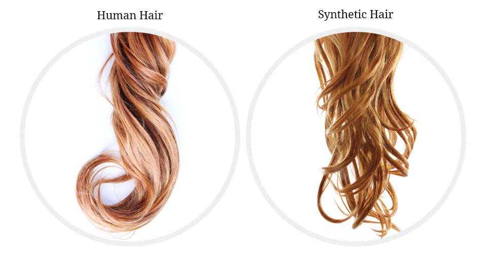 Synthetic hair and human hair