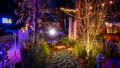 Closeup of a landscaping garden display by InDepth Landscaping. Featuring Havit Double Adjustable Garden Spike Spot Light