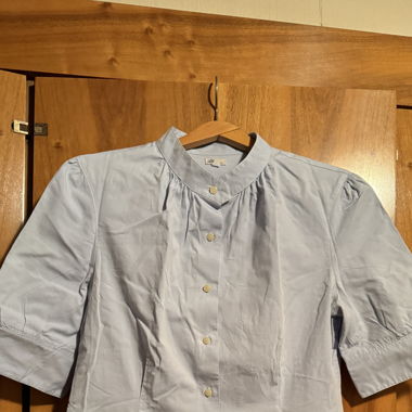 Blaue Kurzarm Hemd Bluse 