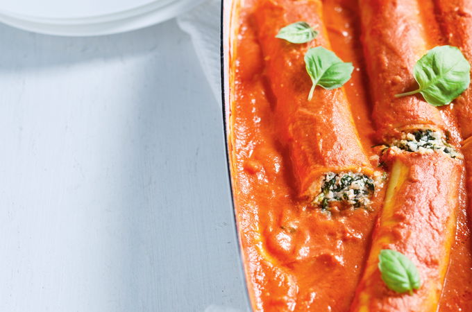 Cannellonis ricotta-épinards, sauce rosée