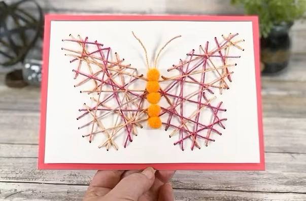 Easy DIY Tutorial: Kid-Friendly Butterfly String Art Card