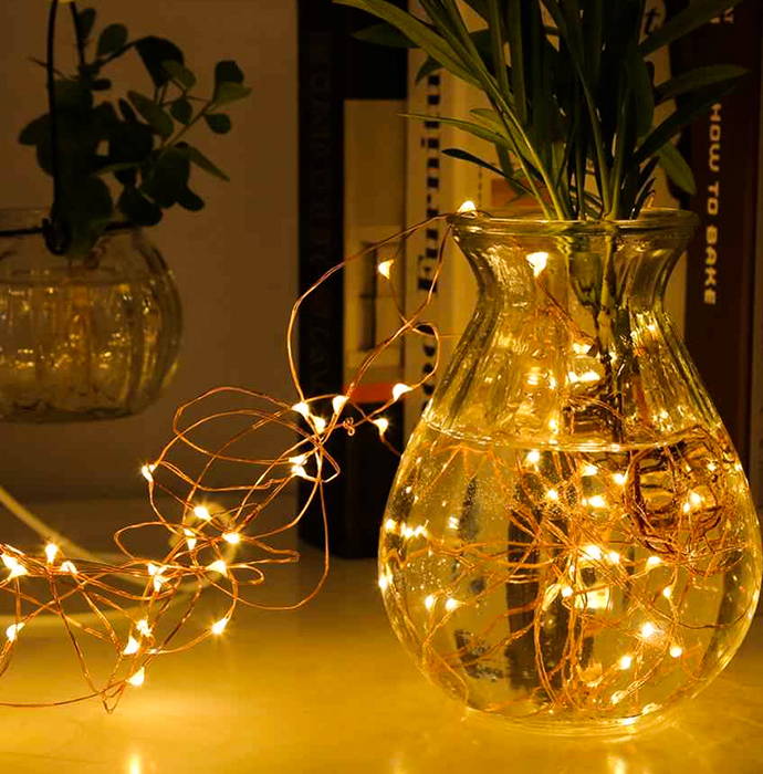 waterproof yellow string light battery operated