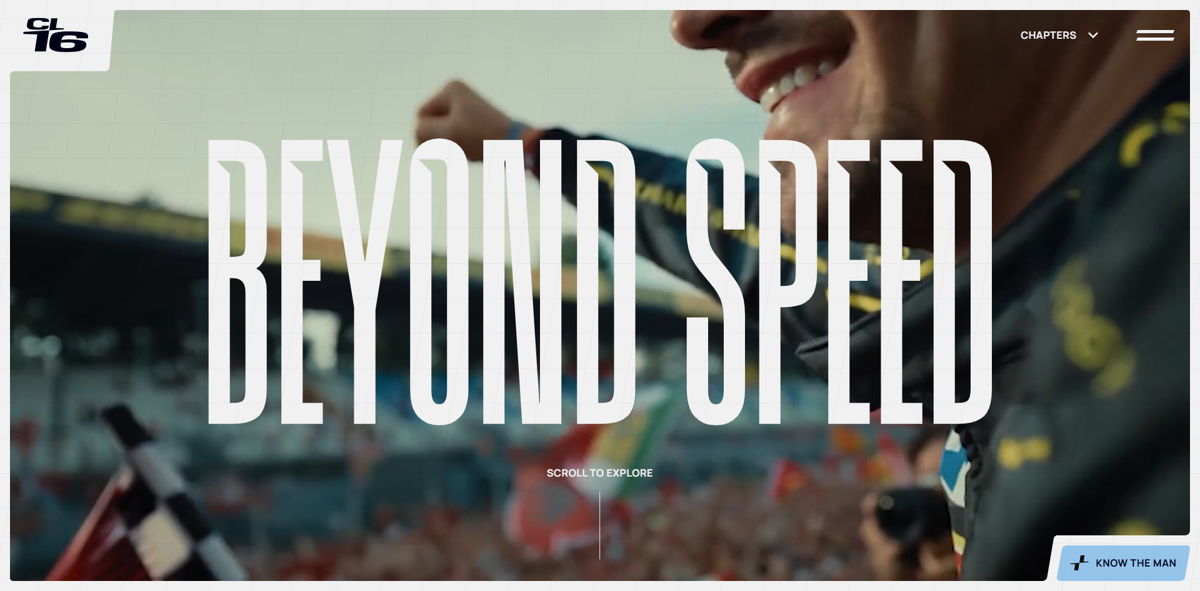 Screenshot of Charles Leclerc, from the cool websites collection.
