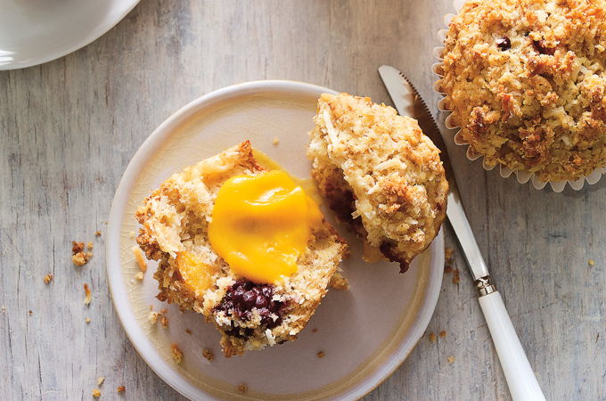Mango, Coconut and Blackberry Muffins