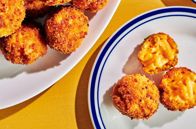 Macaroni and Cheese Croquettes with Jalapeño Sauce
