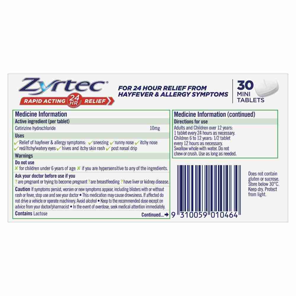 Zyrtec 10Mg Tablets 30 - Image 2