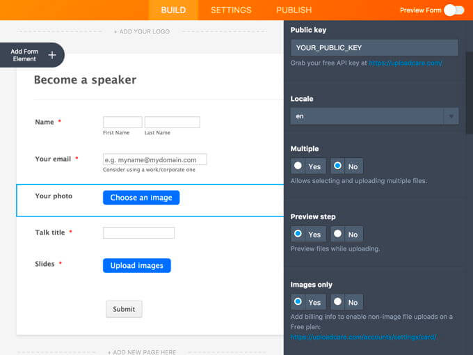 Changing File Uploader Settings in Jotform