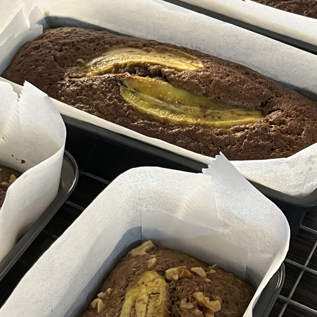 banana loaves with brown butter.
