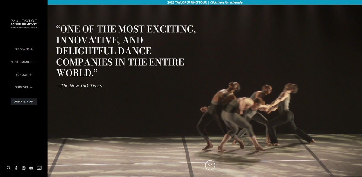 Screenshot of Paul Taylor Dance Company, from the dancer websites collection.
