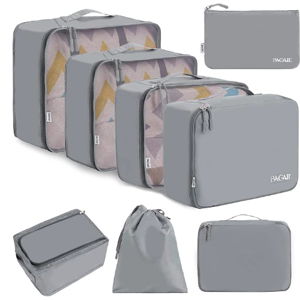 BAGAIL 8 Set Packing Cubes Luggage Packing Organizers for Travel Accessories-Pewter Color