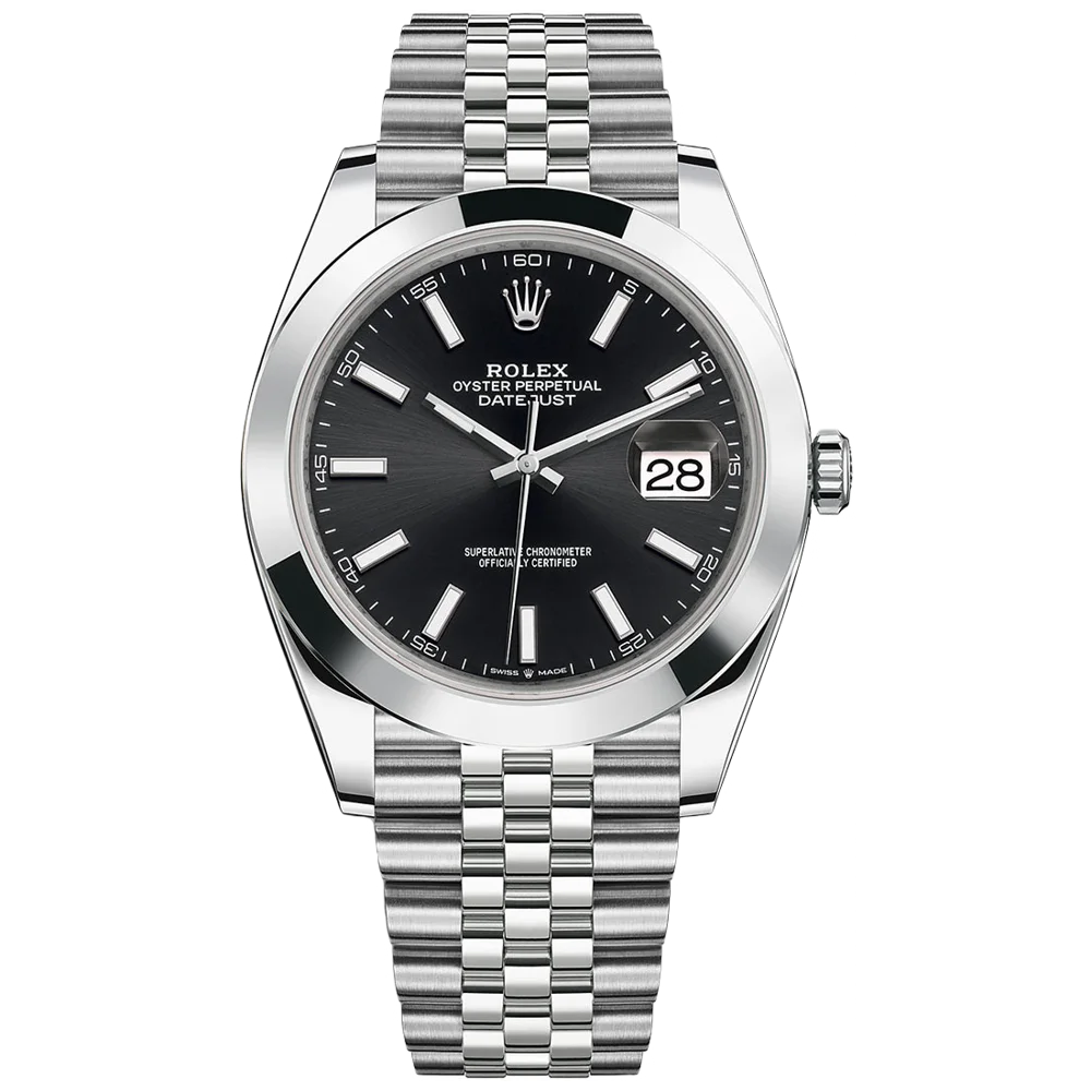 Datejust 41 Smooth Bezel Jubilee Bracelet Black Index Dial
