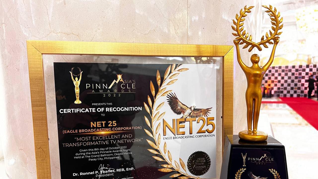 NET25 RECEIVES RECOGNITION AS MOST EXCELLENT AND TRANSFORMATIVE TV NETWORK