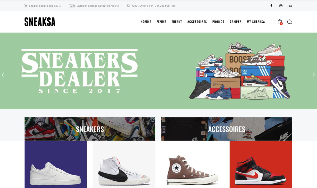 Screenshot of Sneaksa, from the ecommerce websites collection.