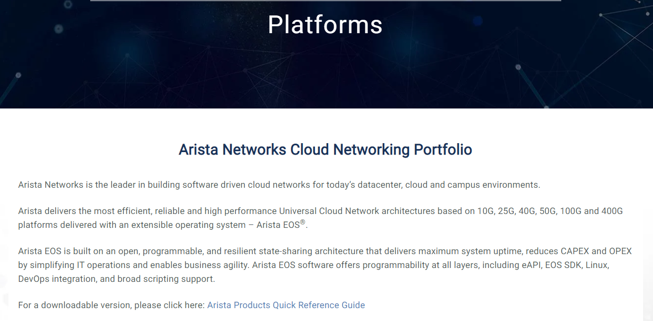 Arista Networks product / service