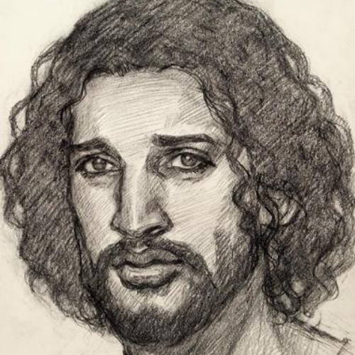 Sketched portrait of Jesus Christ. 