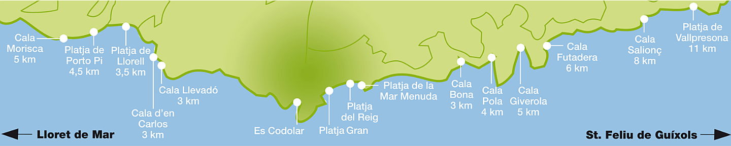  17220 Sant Feliu de Guíxols (Girona)
- Mapa de playas y calas de Tossa de Mar