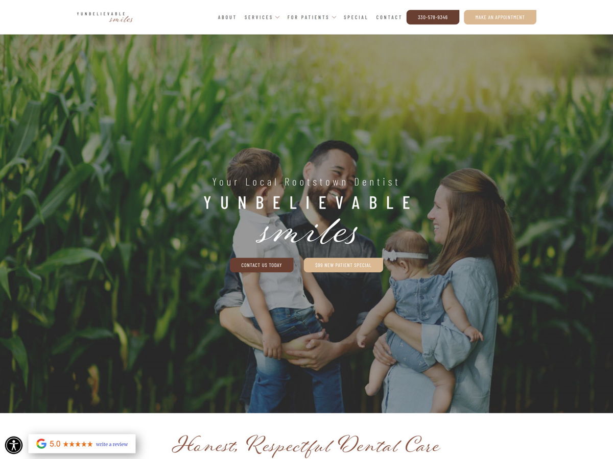 Screenshot of Yunbelievable Smiles , from the brown websites collection.