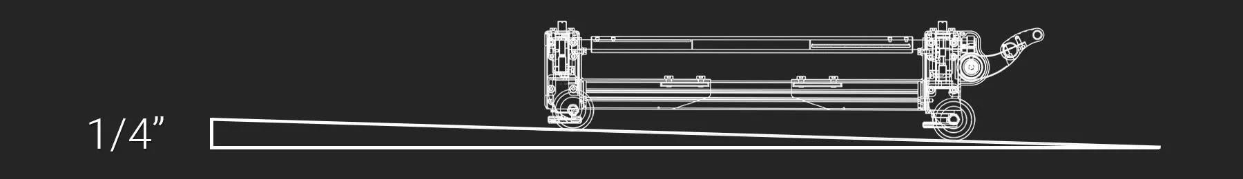 mobile base woodworking machinery mobility system Spider M-1500Pro USA garage slope standards of 1/8ā to 1/4ā per foot diagram