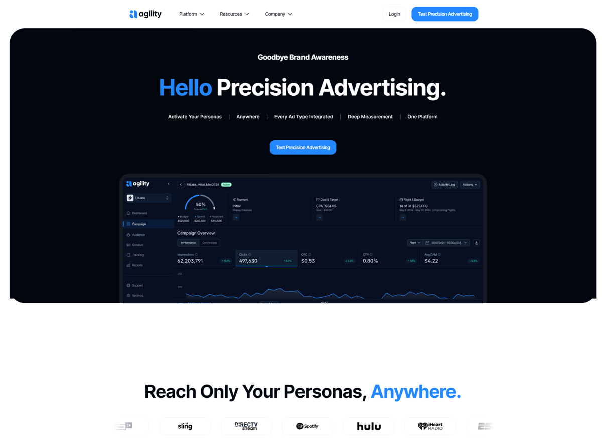 Screenshot of Agility Ads , from the  framer websites collection.