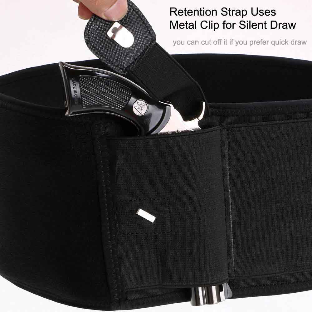 new update for dragon belly band holster, retention strap uses metal clip for silent draw, you can out off it if you prefer quick draw.