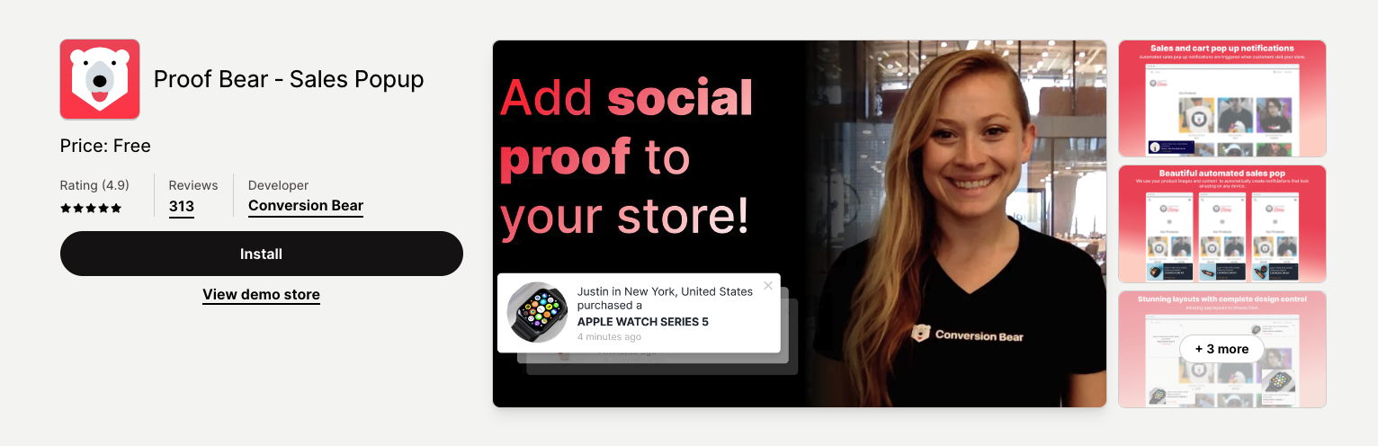 Proof Bear Shopify Social Proof App