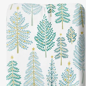 Holiday Print Velvet Flannel Fitted Sheet - Yule Tree, Queen
