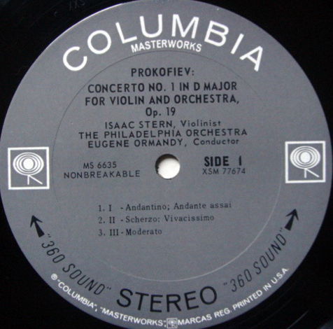Columbia 2-EYE / STERN, - Prokofiev Violin Concertos No...