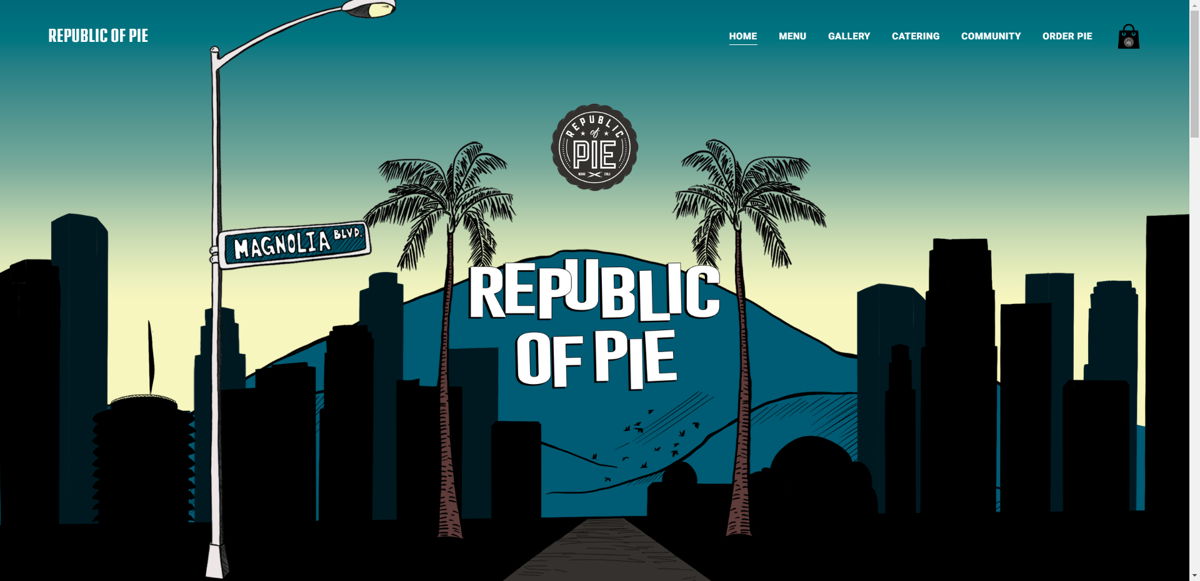 Screenshot of Republic of Pie, from the cafe & coffee shop websites collection.