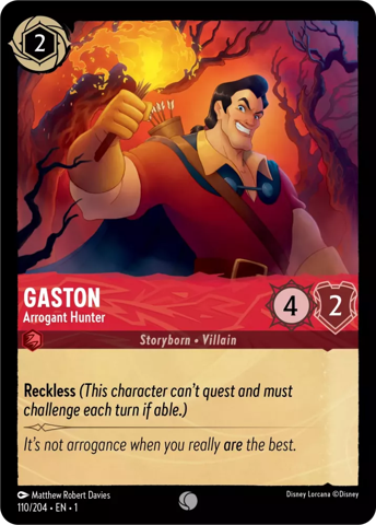 Gaston card from Disney's Lorcana: The First Chapter.