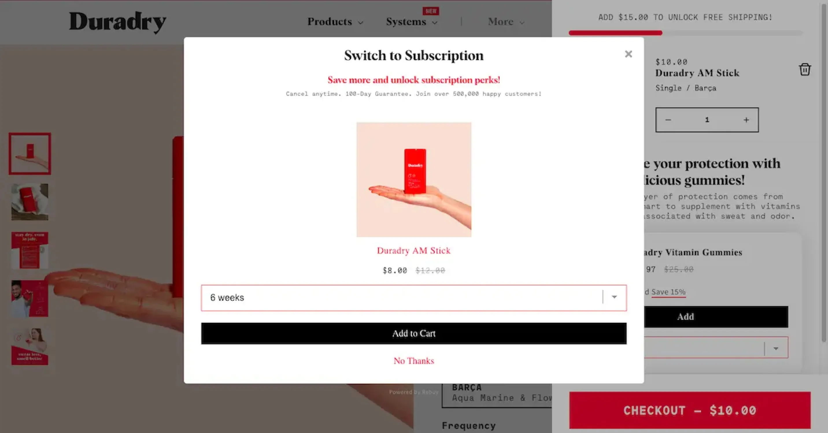Example of upselling on product page